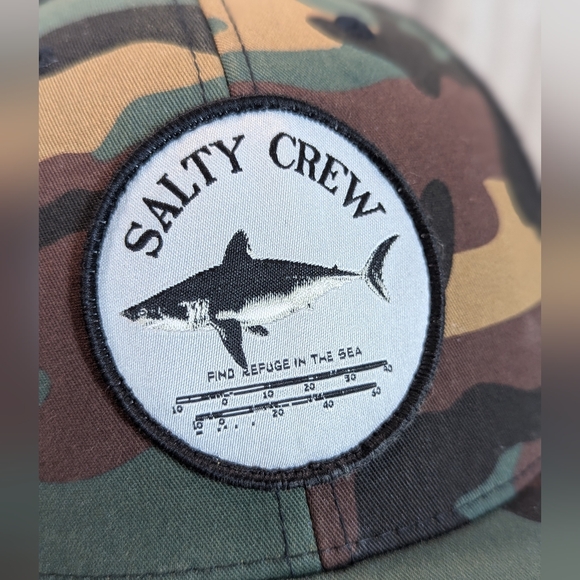 Salty Crew Camo Shark Snapback Hat Trucker Mesh - Picture 3 of 11